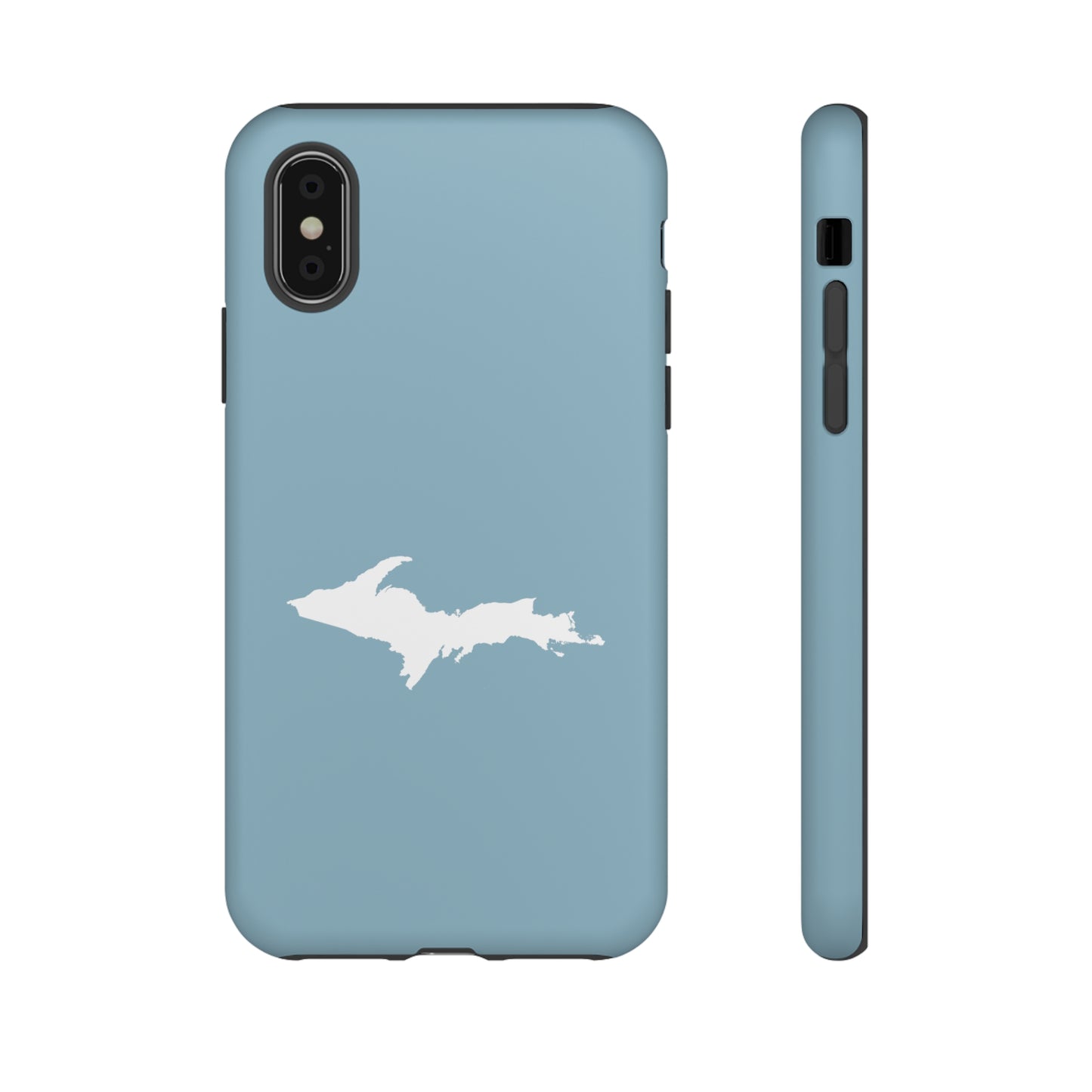 Michigan Upper Peninsula Tough Phone Case (Opal Blue w/ UP Outline) | Apple iPhone