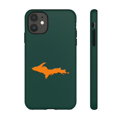 Michigan Upper Peninsula Tough Phone Case (Green w/ Orange UP Outline) | Apple iPhone