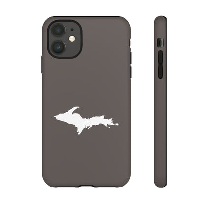 Michigan Upper Peninsula Tough Phone Case (Warren Tank Grey w/ UP Outline) | Apple iPhone