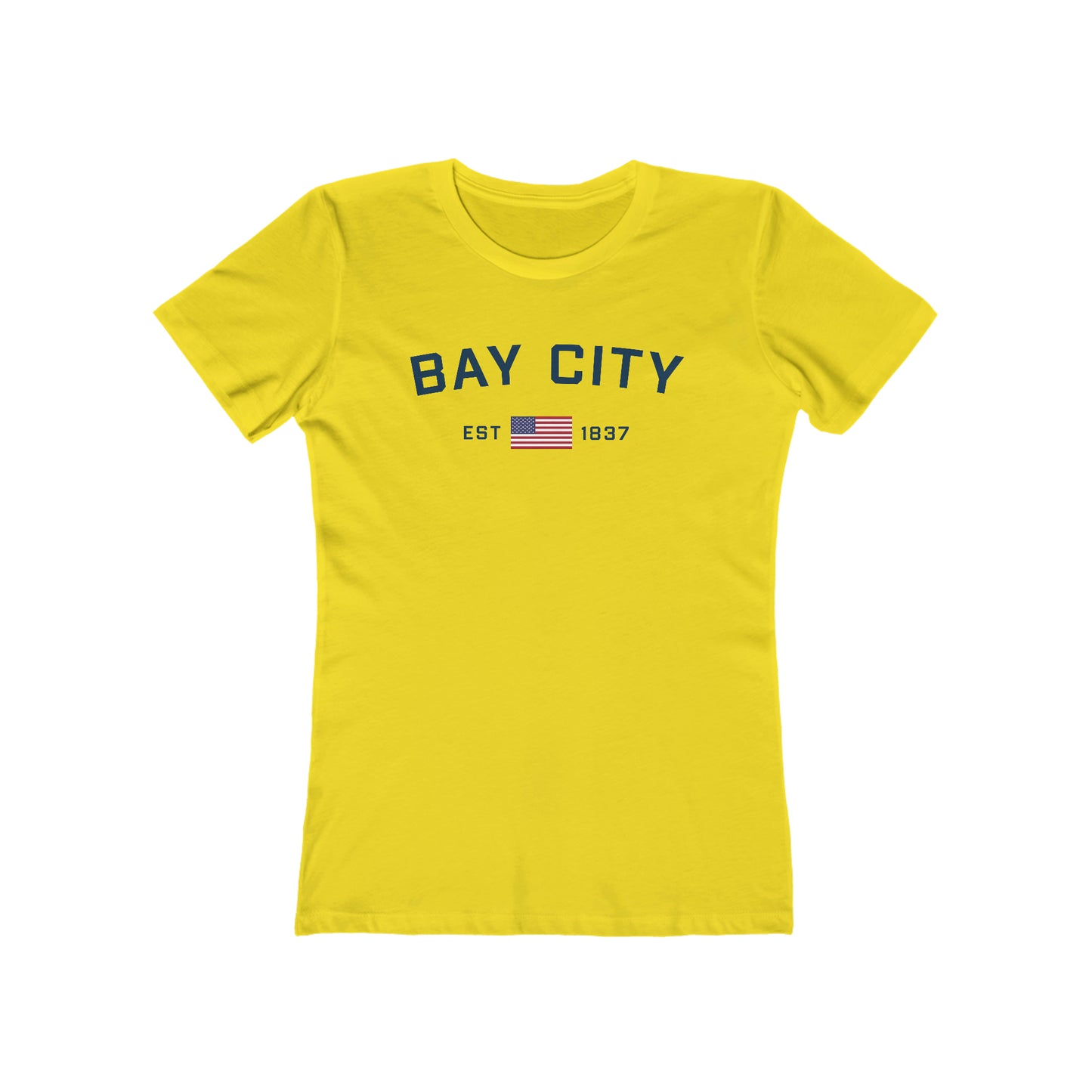 'Bay City EST 1837' (w/USA Flag Outline) | Women's Boyfriend Cut