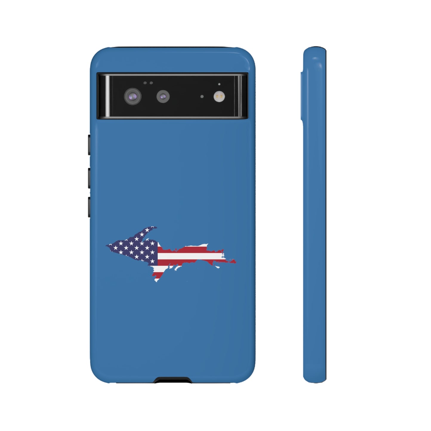 Michigan Upper Peninsula Tough Phone Case (Lake Superior Blue w/ UP USA Flag Outline) | Samsung & Pixel Android