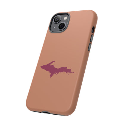 Michigan Upper Peninsula Tough Phone Case (Copper Color w/ Ruby UP Outline) | Apple iPhone