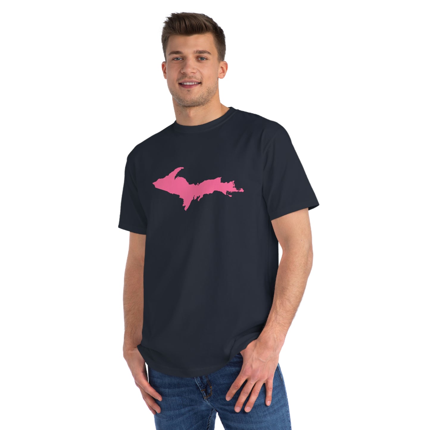 Michigan Upper Peninsula T-Shirt (w/ Pink UP Outline) | Organic Unisex