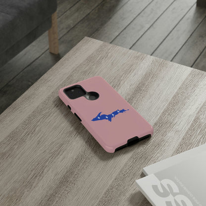 Michigan Upper Peninsula Tough Phone Case (Cherry Blossom Pink w/ UP Quebec Flag Outline) | Samsung & Pixel Android