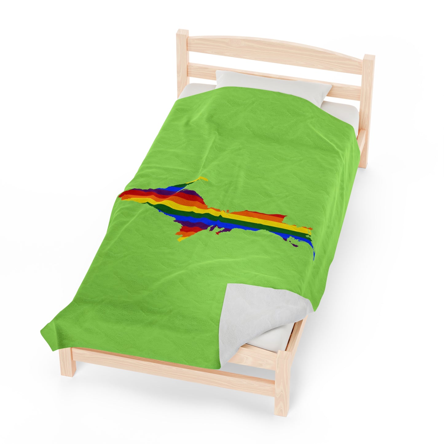 Michigan Upper Peninsula Plush Blanket (w/ UP Pride Flag Outline) | Flash Green