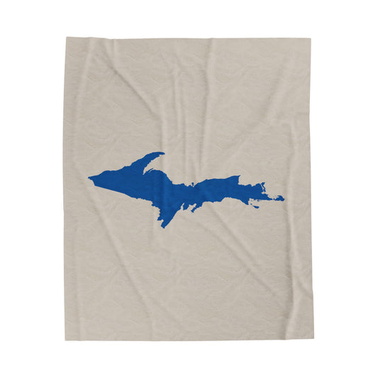 Michigan Upper Peninsula Plush Blanket (w/ Azure UP Outline) | Canvas Color