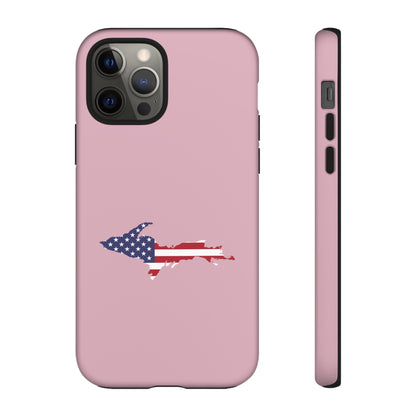 Michigan Upper Peninsula Tough Phone Case (Pink w/ UP USA Flag Outline) | Apple iPhone