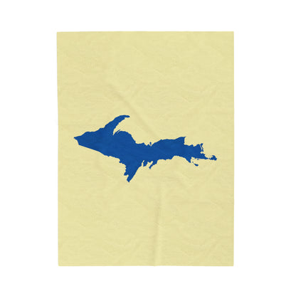 Michigan Upper Peninsula Plush Blanket (w/ Azure UP Outline) | Canary Yellow