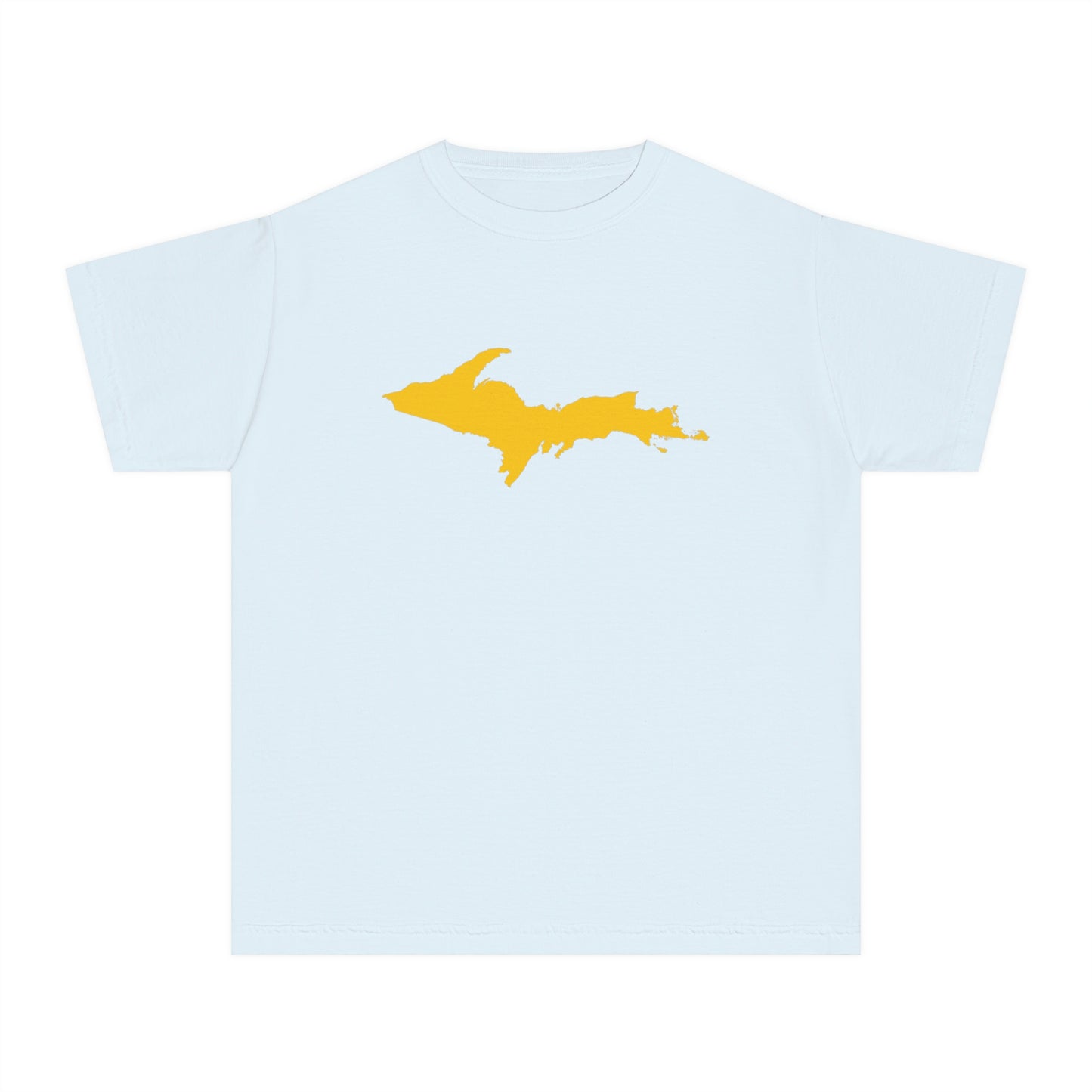 Michigan Upper Peninsula T-Shirt (w/ Gold UP Outline) | Youth Garment-Dyed