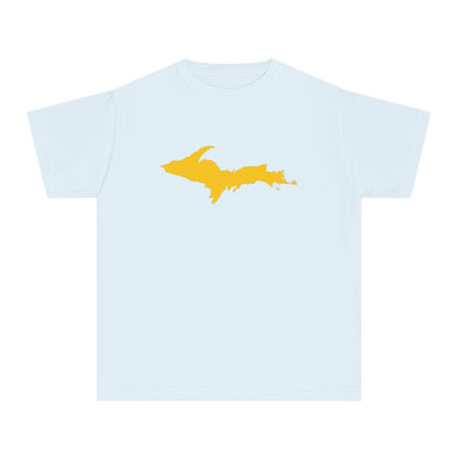 Michigan Upper Peninsula T-Shirt (w/ Gold UP Outline) | Youth Garment-Dyed