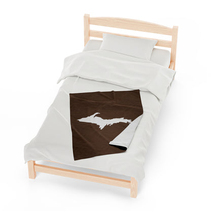 Michigan Upper Peninsula Plush Blanket (w/ UP Outline) | Coffee Color