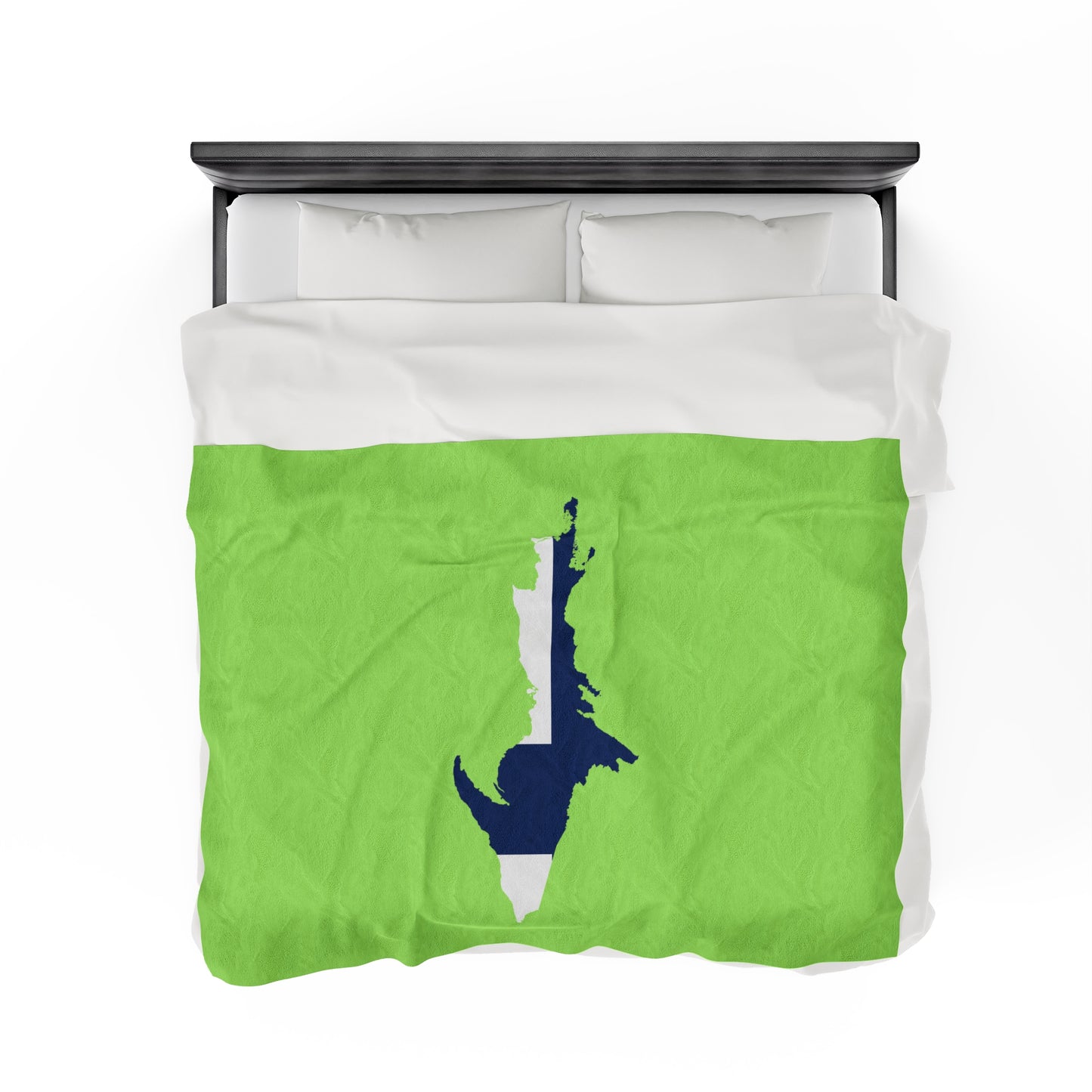 Michigan Upper Peninsula Plush Blanket (w/ UP Finland Flag Outline) | Flash Green