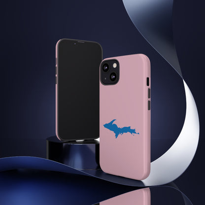 Michigan Upper Peninsula Tough Phone Case (Pink w/ Azure UP Outline) | Apple iPhone