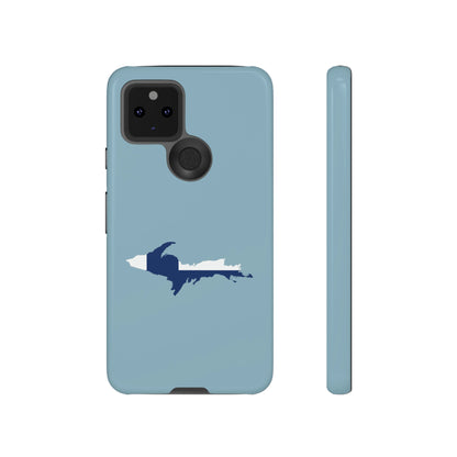 Michigan Upper Peninsula Tough Phone Case (Opal Blue w/ UP Finland Flag Outline) | Samsung & Pixel Android