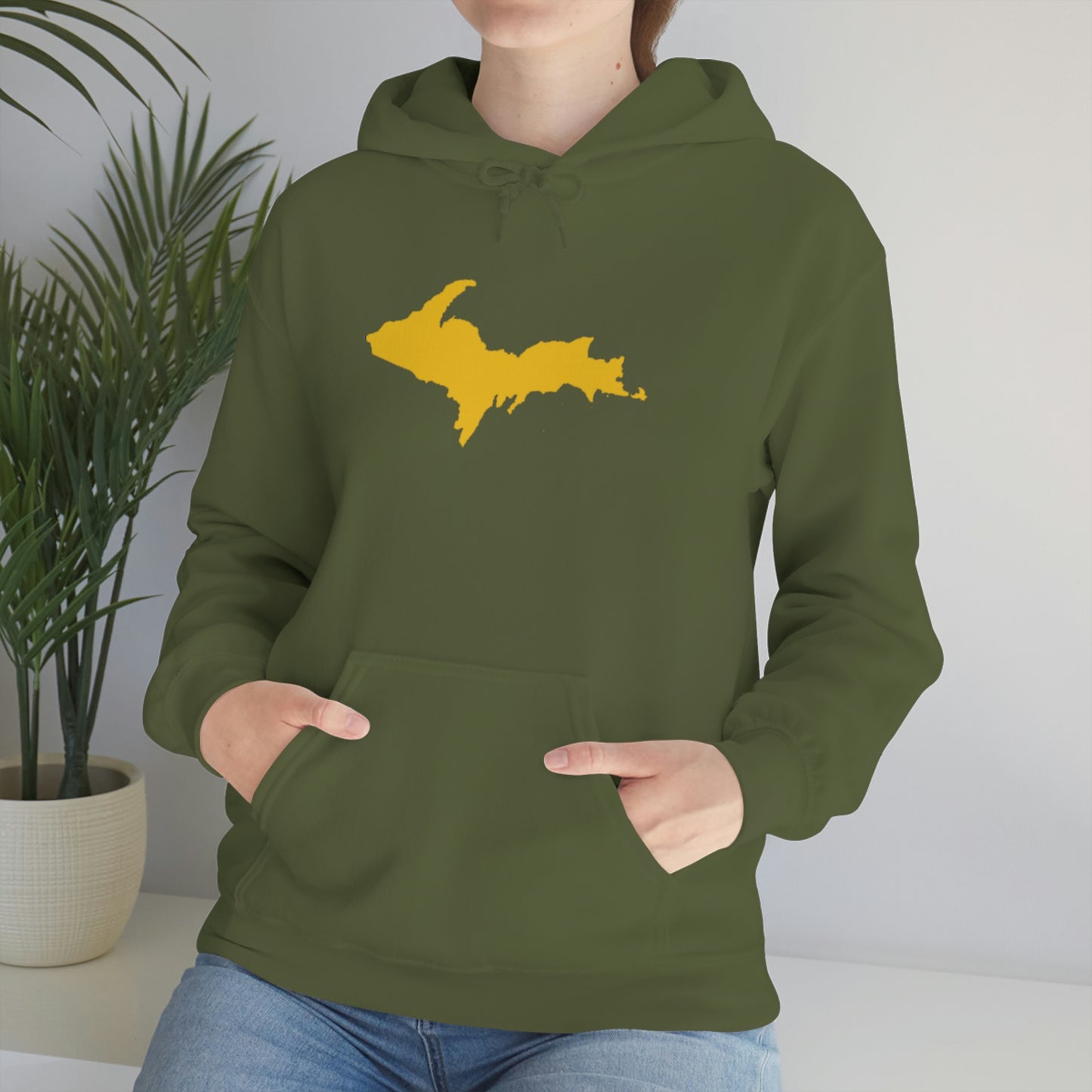 Michigan Upper Peninsula Hoodie (w/ Gold U.P. Outline) | Unisex Standard