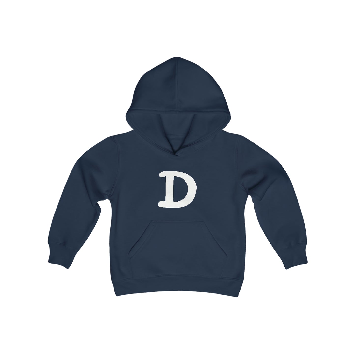 Detroit 'Old French D' Hoodie (White/Navy Full Body Outline) | Unisex Youth