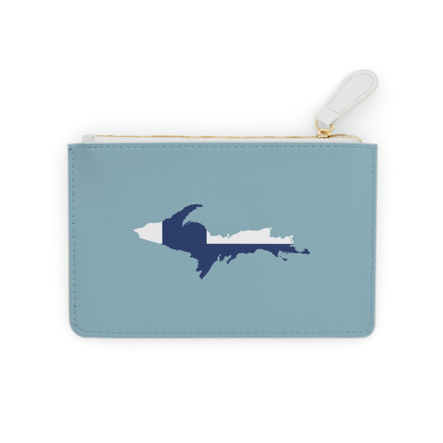 Michigan Upper Peninsula Mini Clutch Bag (Opal Blue w/ UP Finland Flag Outline)