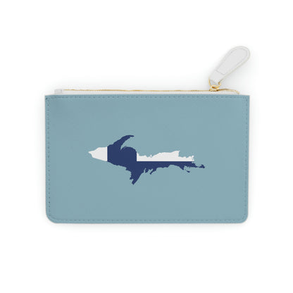 Michigan Upper Peninsula Mini Clutch Bag (Opal Blue w/ UP Finland Flag Outline)