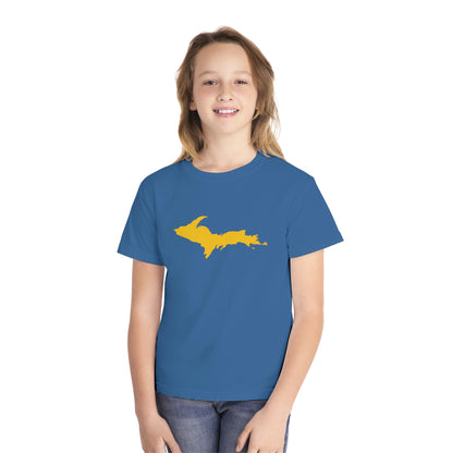 Michigan Upper Peninsula T-Shirt (w/ Gold UP Outline) | Youth Garment-Dyed