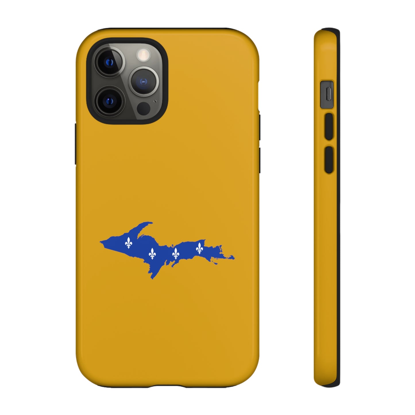 Michigan Upper Peninsula Tough Phone Case (Gold w/ UP Quebec Flag Outline) | Apple iPhone