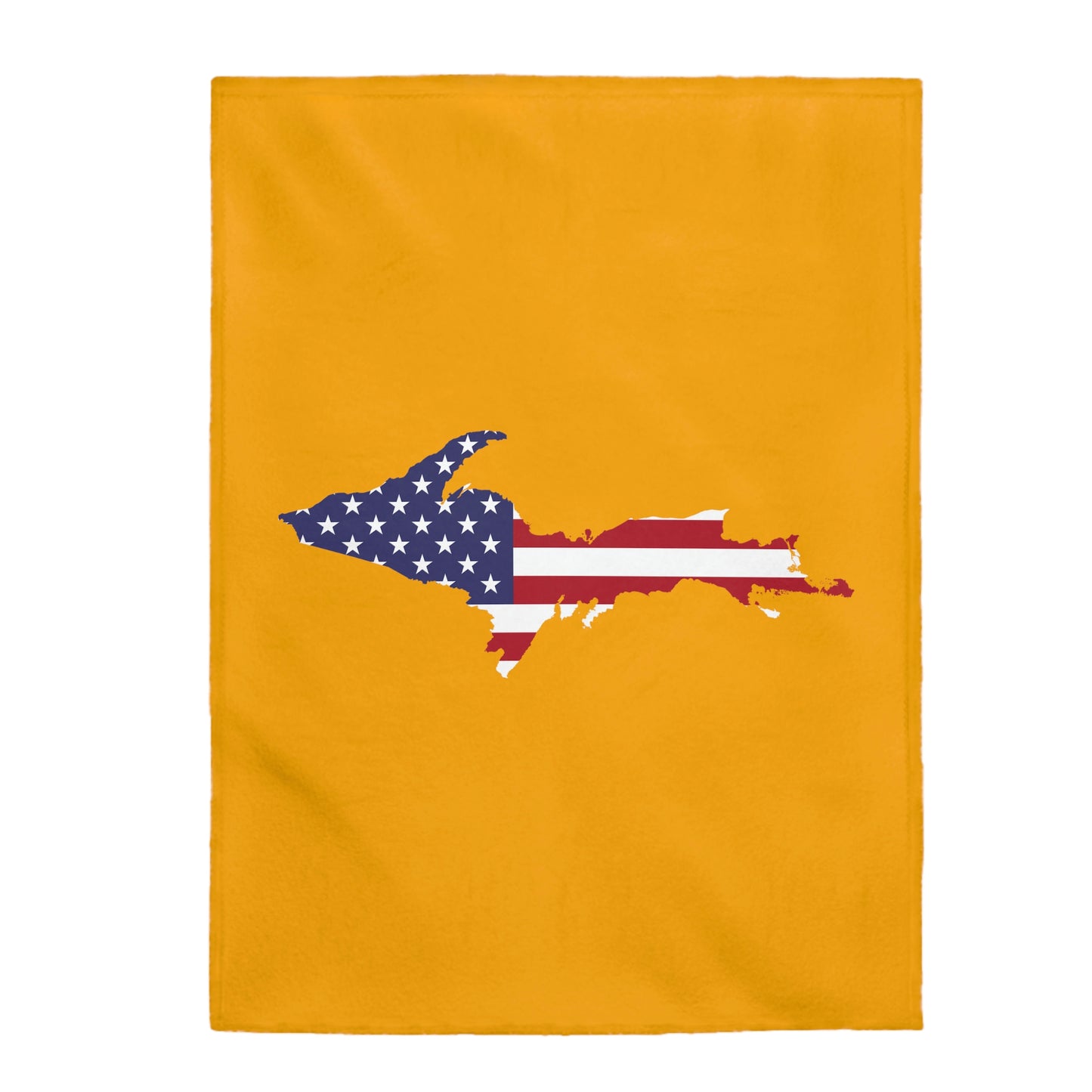 Michigan Upper Peninsula Plush Blanket (w/ UP USA Flag Outline) | Birch Leaf Orange