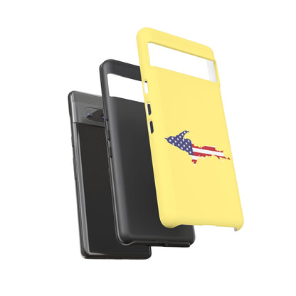 Michigan Upper Peninsula Tough Phone Case (Yellow Cherry Color w/ UP USA Flag Outline) | Samsung & Pixel Android