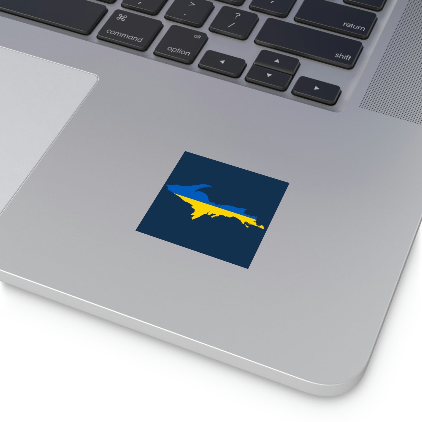 Michigan Upper Peninsula Square Sticker (Navy w/ UP Ukraine Flag Outline) | Indoor/Outdoor