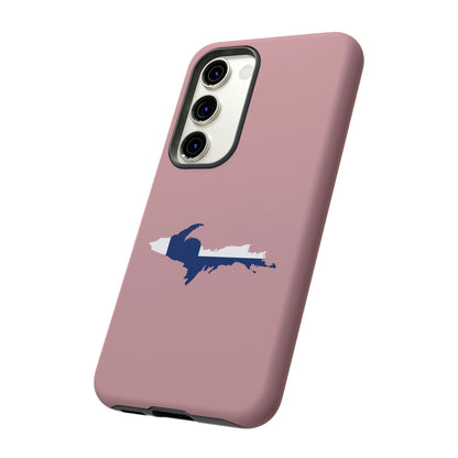 Michigan Upper Peninsula Tough Phone Case (Cherry Blossom Pink w/ UP Finland Flag Outline) | Samsung & Pixel Android