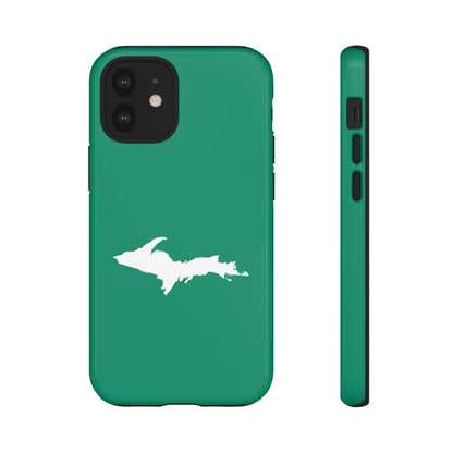 Michigan Upper Peninsula Tough Phone Case (Emerald Green w/ UP Outline) | Apple iPhone