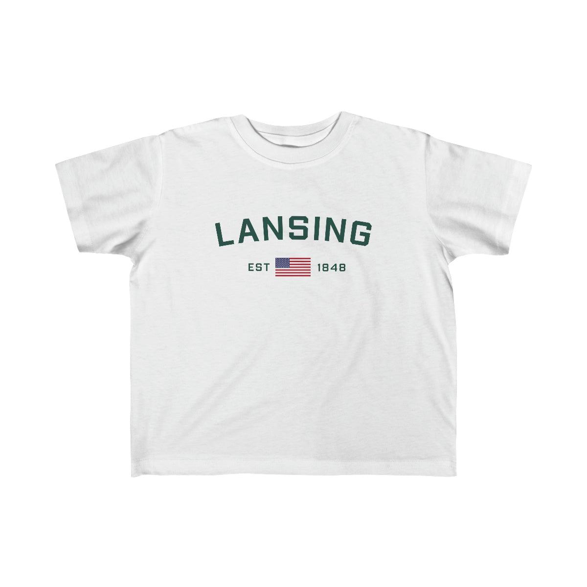 'Lansing EST 1848' T-Shirt  (w/USA Outline Font) | Toddler Short Sleeve - Circumspice Michigan