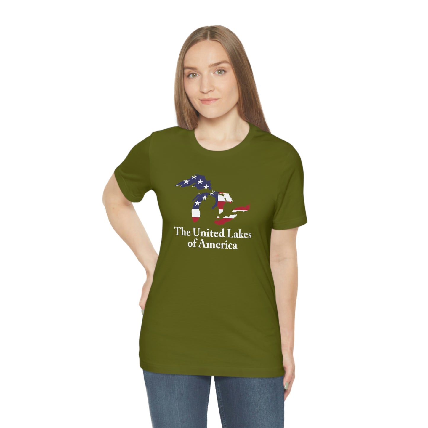 'The United Lakes of America' T-Shirt (w/ Great Lakes USA Flag Outline) | Unisex Standard Fit