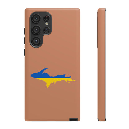 Michigan Upper Peninsula Tough Phone Case (Copper Color w/ UP Ukraine Flag Outline) | Samsung & Pixel Android