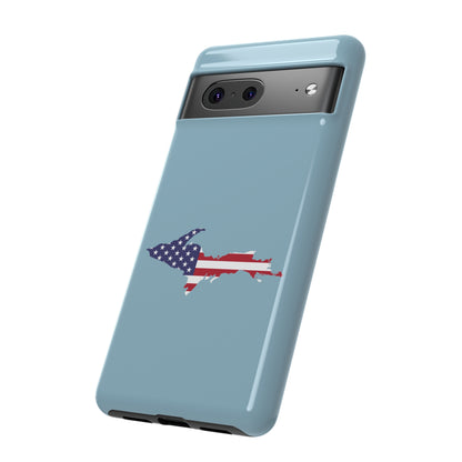 Michigan Upper Peninsula Tough Phone Case (Opal Blue w/ UP USA Flag Outline) | Samsung & Pixel Android