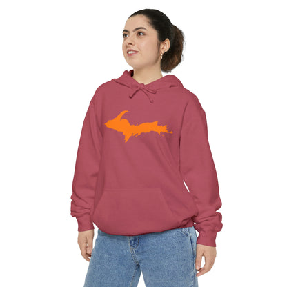 Michigan Upper Peninsula Hoodie (w/ Orange UP Outline) | Unisex Garment-Dyed