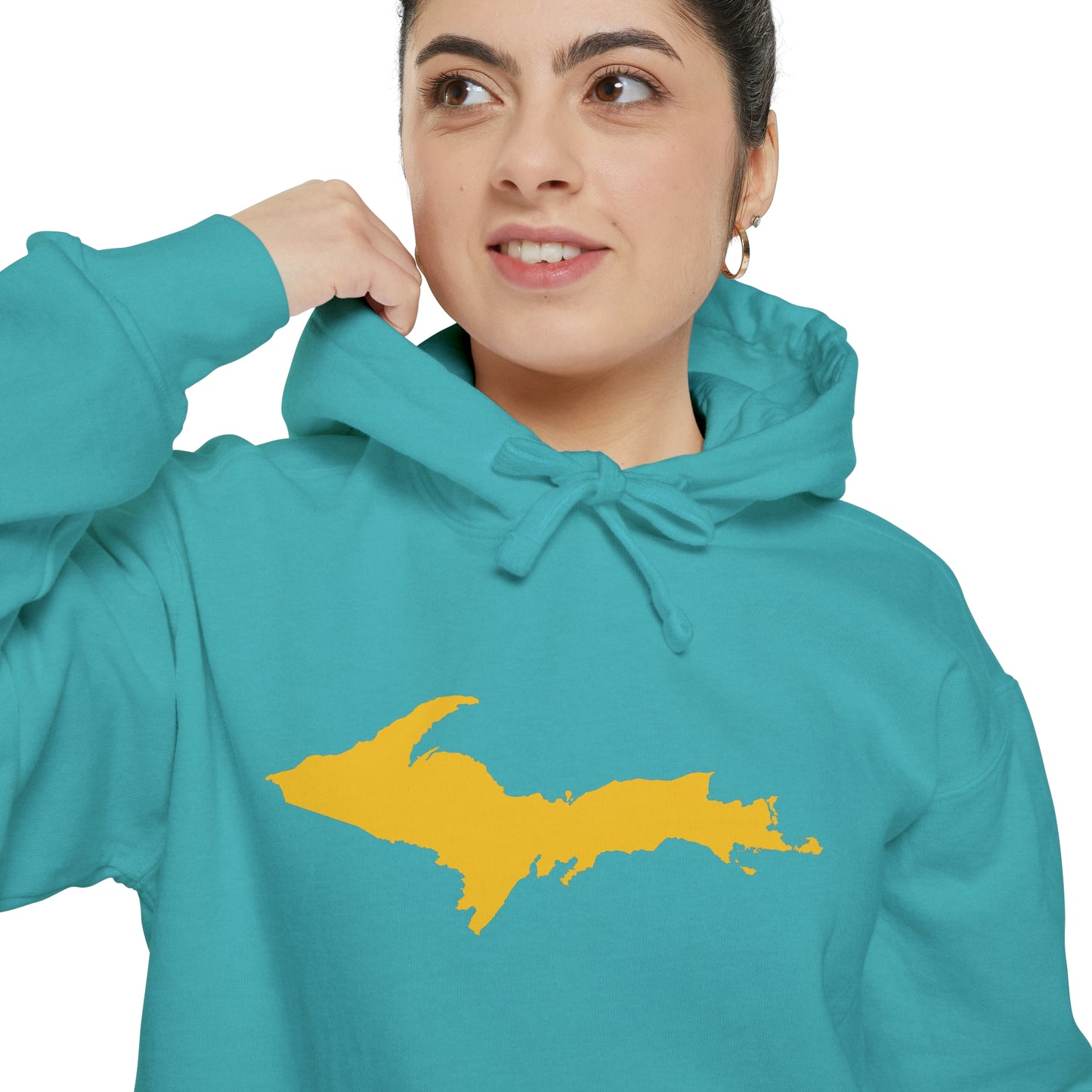 Michigan Upper Peninsula Hoodie (w/ Gold UP Outline) | Unisex Garment-Dyed