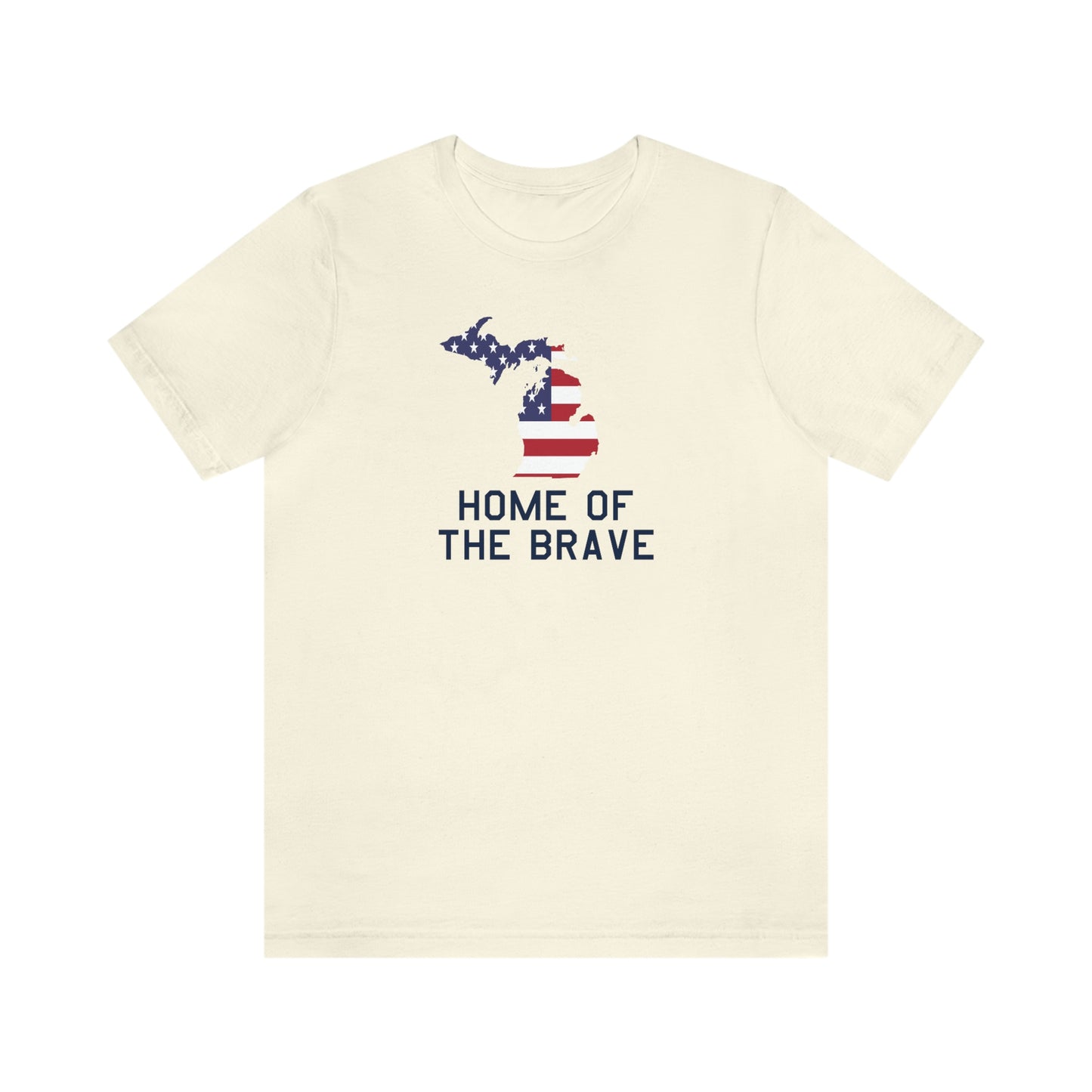 Michigan 'Home of the Brave' T-Shirt (USAF Stencil Font w/ MI USA Outline) | Unisex Standard Fit