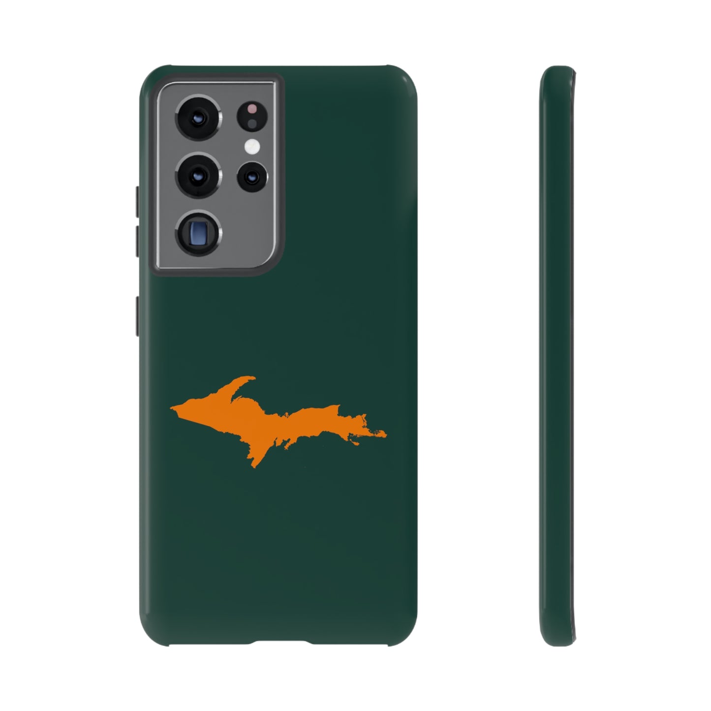 Michigan Upper Peninsula Tough Phone Case (Green w/ Orange UP Outline) | Samsung & Pixel Android