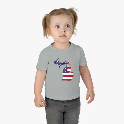 Michigan Infant T-Shirt (w/ MI USA Flag Outline) | Short Sleeve