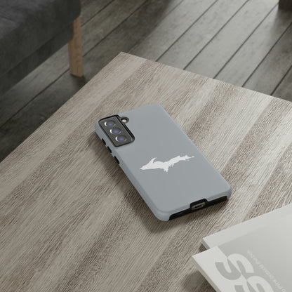 Michigan Upper Peninsula Tough Phone Case (Silver w/ UP Outline) | Samsung & Pixel Android