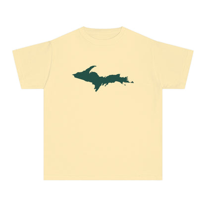 Michigan Upper Peninsula T-Shirt (w/ Green UP Outline) | Youth Garment-Dyed