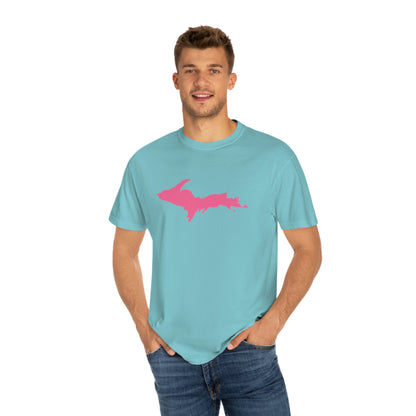 Michigan Upper Peninsula T-Shirt (w/ Pink UP Outline) | Unisex Garment-Dyed