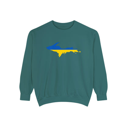 Michigan Upper Peninsula Sweatshirt (w/ UP Ukraine Outline) | Unisex Garment Dyed