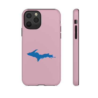 Michigan Upper Peninsula Tough Phone Case (Pink w/ Azure UP Outline) | Apple iPhone