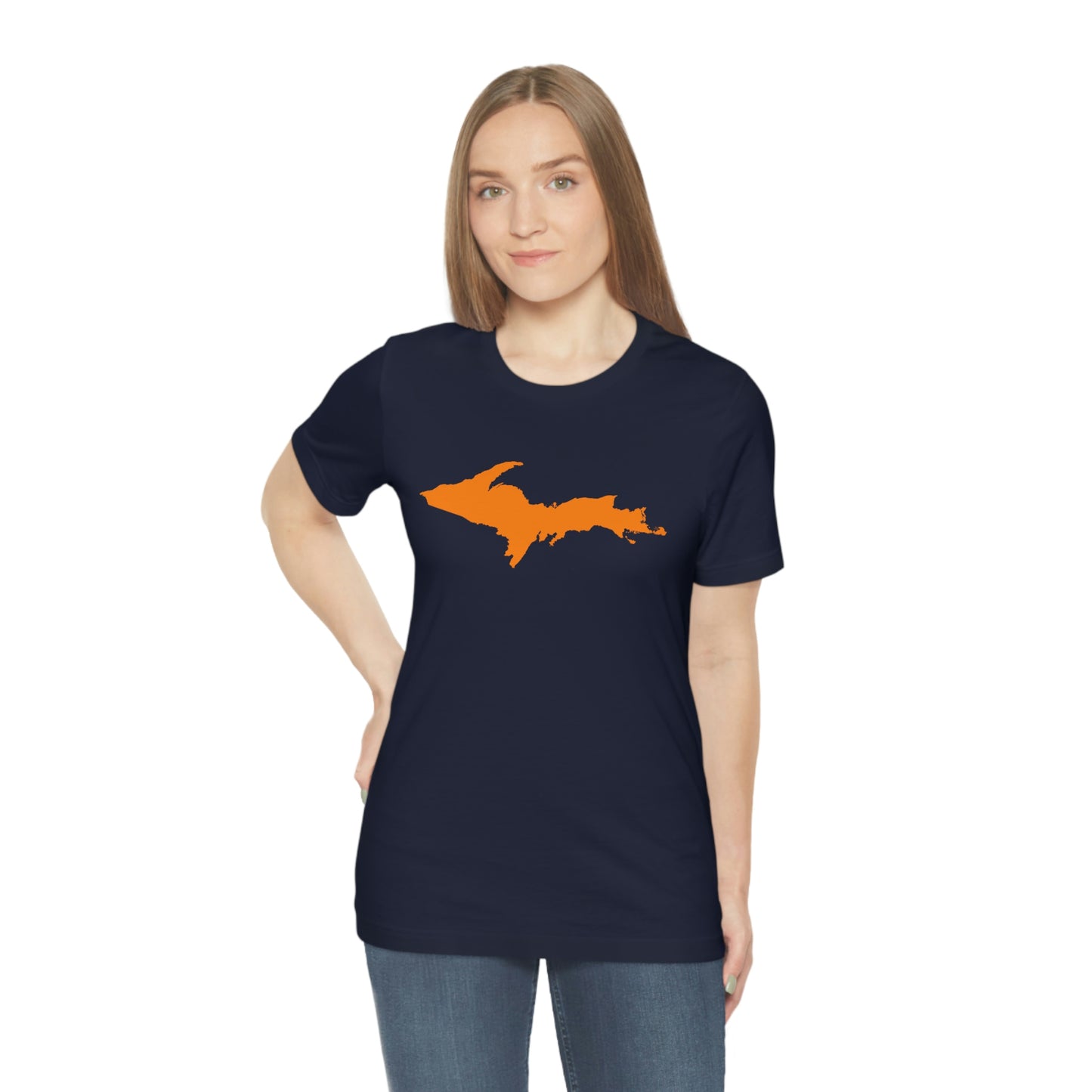 Michigan Upper Peninsula T-Shirt (w/ Orange UP Outline) | Unisex Standard Fit