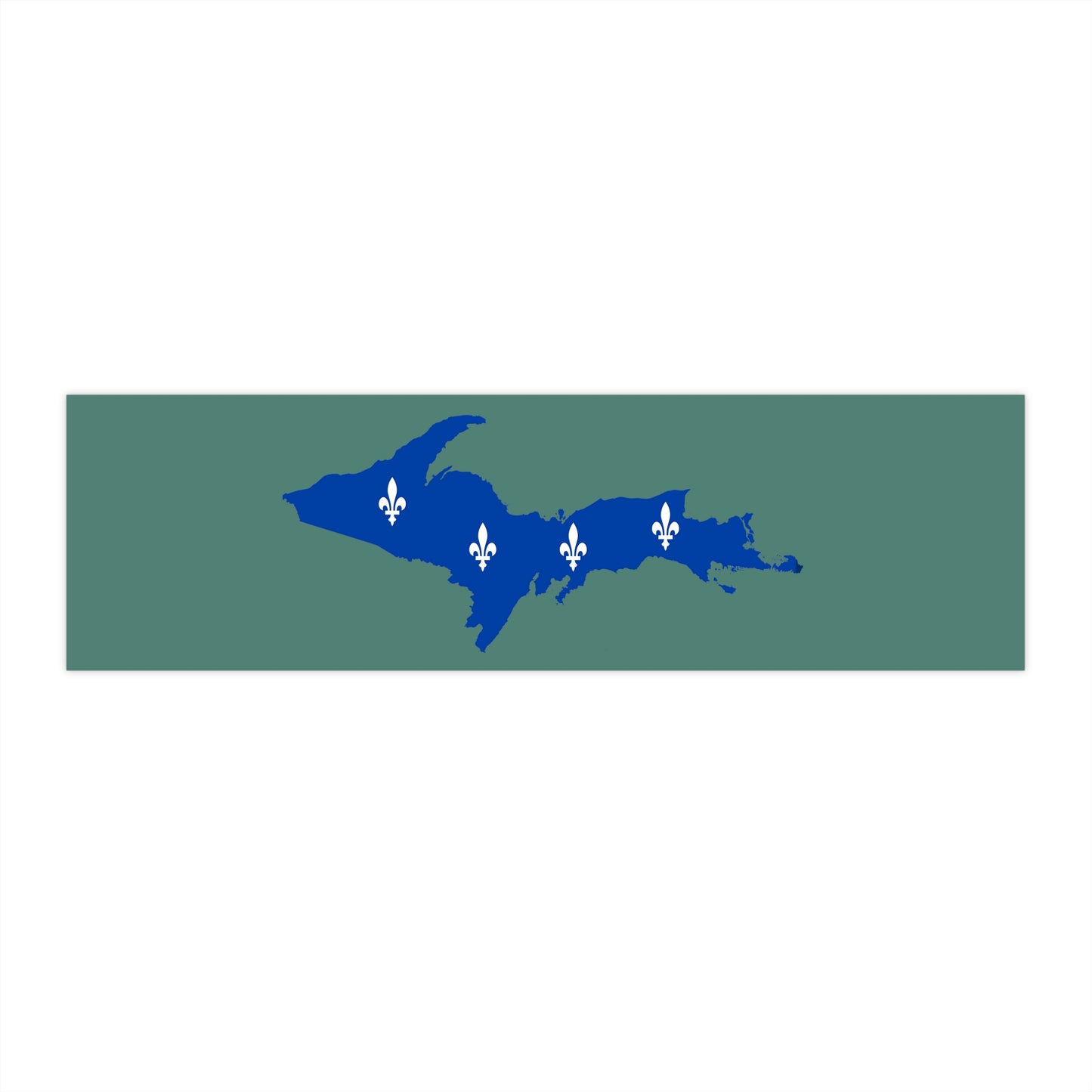 Michigan Upper Peninsula Bumper Stickers (w/ UP Quebec Flag Outline) | Copper Green Background