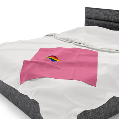 Michigan Upper Peninsula Plush Blanket (w/ UP Pride Flag Outline) | '67 Caddie Pink