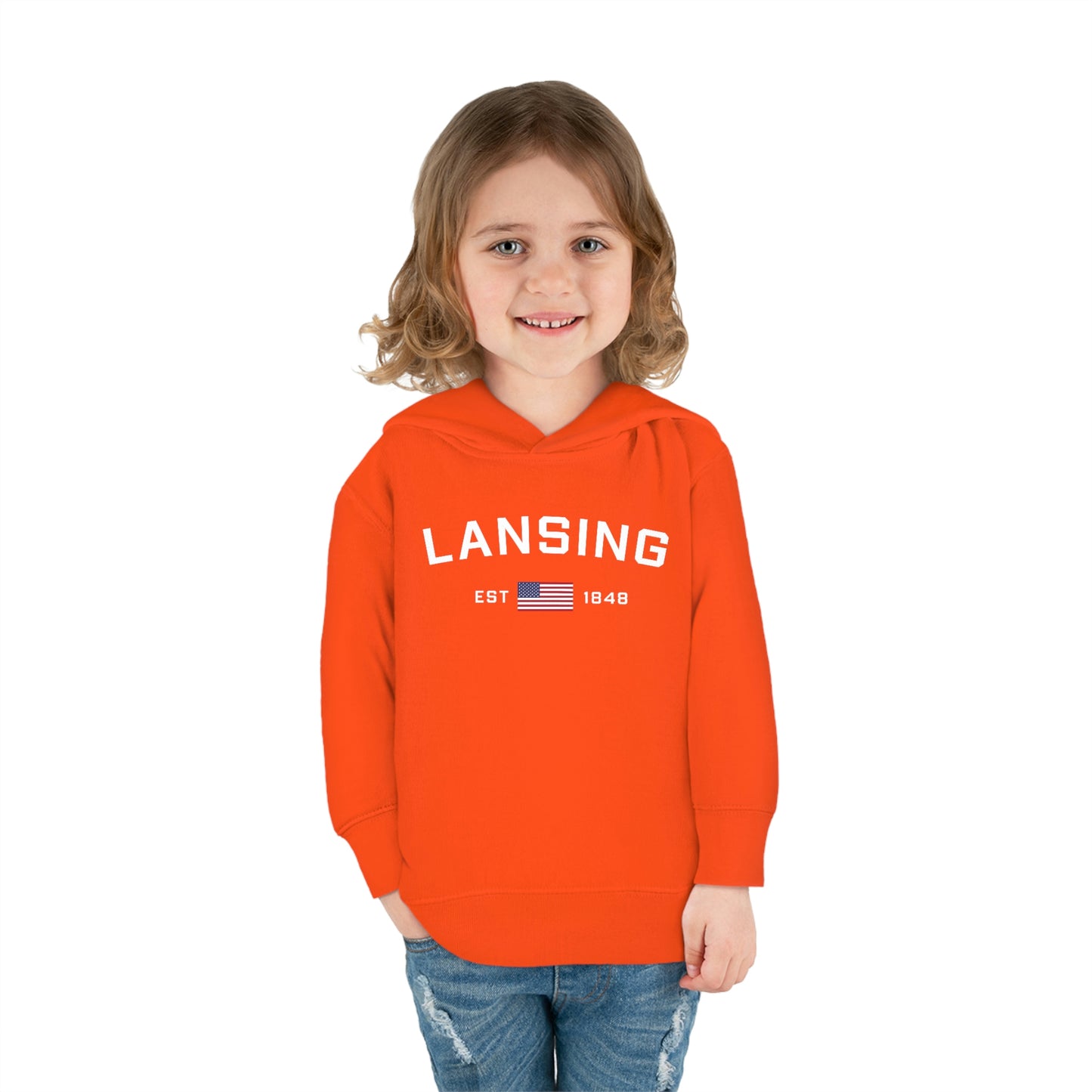 'Lansing EST 1848' Hoodie (w/USA Flag Outline) | Unisex Toddler