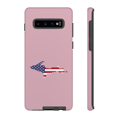 Michigan Upper Peninsula Tough Phone Case (Pink w/ UP USA Flag Outline) | Samsung & Pixel Android