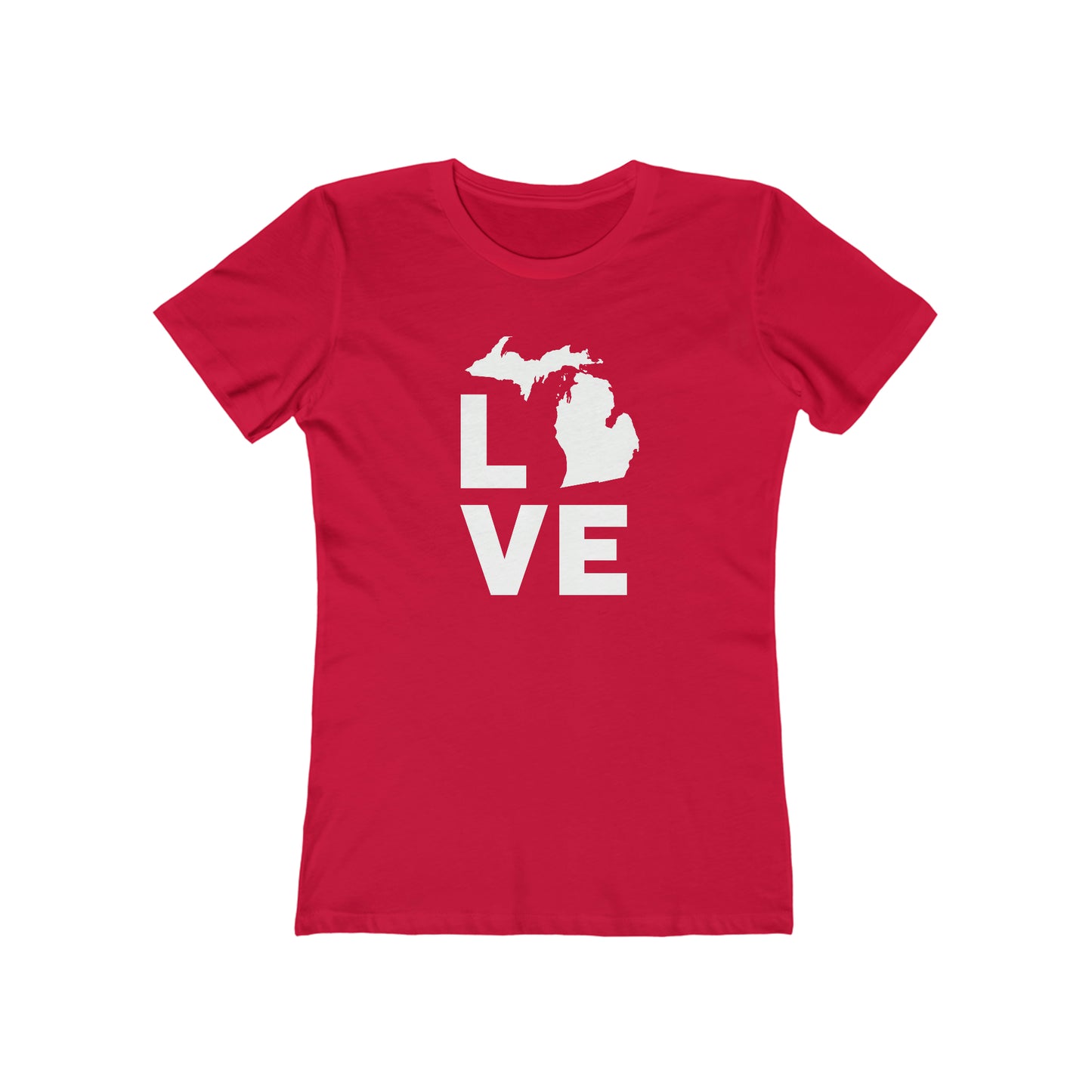 Michigan 'Love' T-Shirt (Geometric Sans Font) | Women's Boyfriend Cut