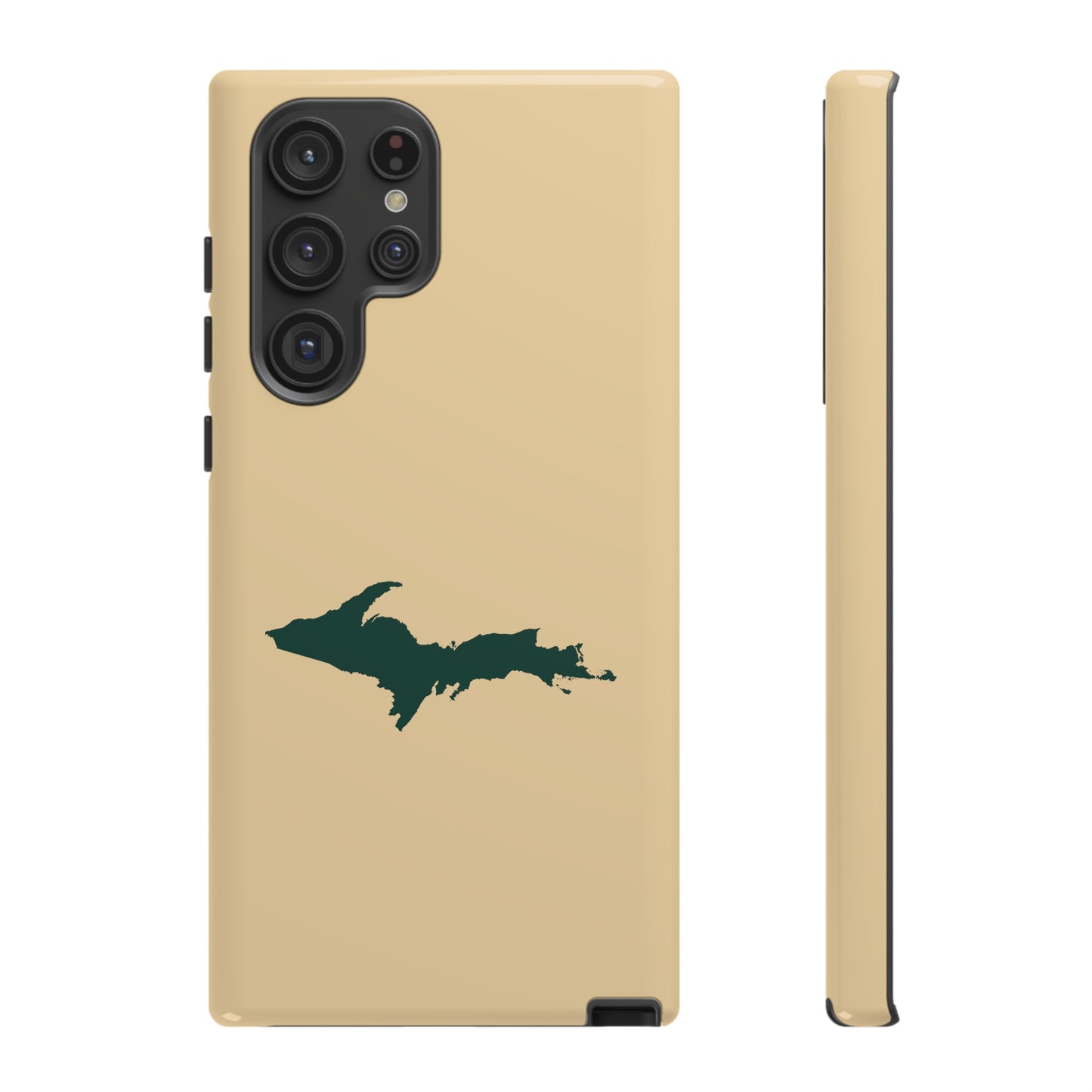 Michigan Upper Peninsula Tough Phone Case (Maple Color w/ Green UP Outline) | Samsung & Pixel Android